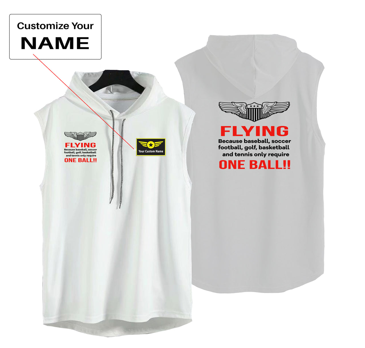 Flying One Ball Designed Hooded Tank Tops