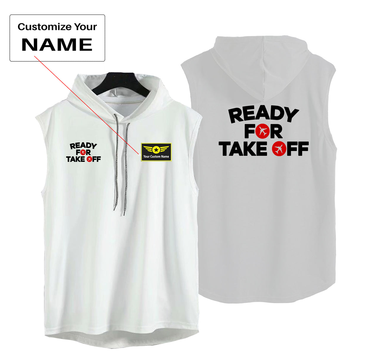 Ready For Takeoff Designed Hooded Tank Tops