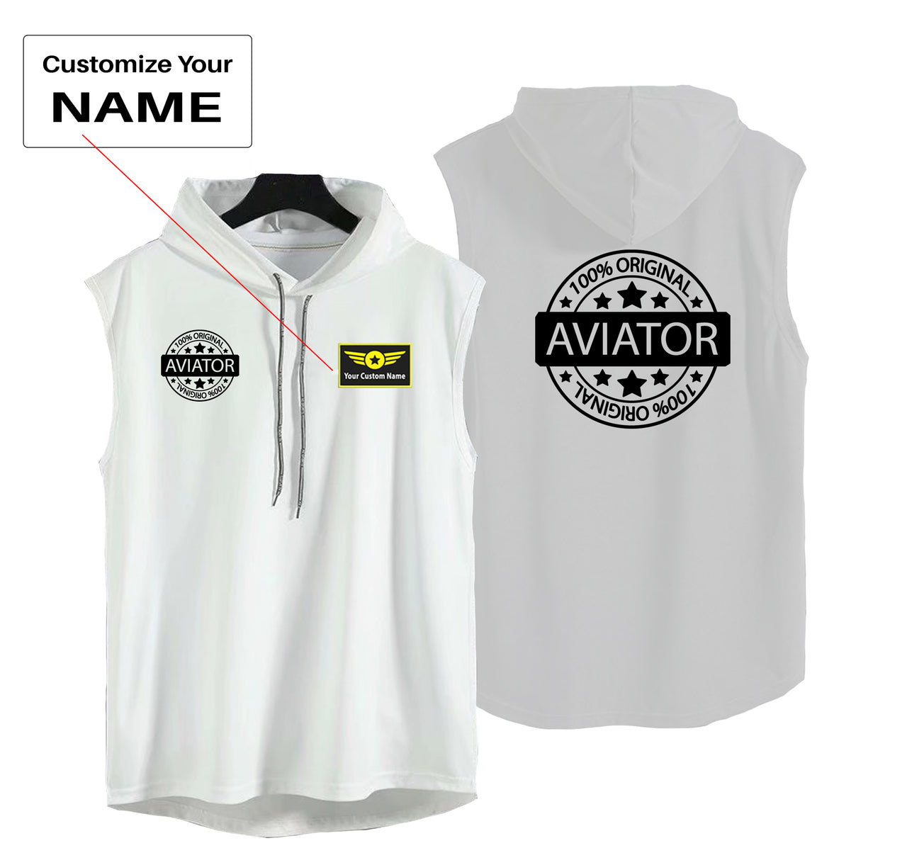 %100 Original Aviator Designed Hooded Tank Tops