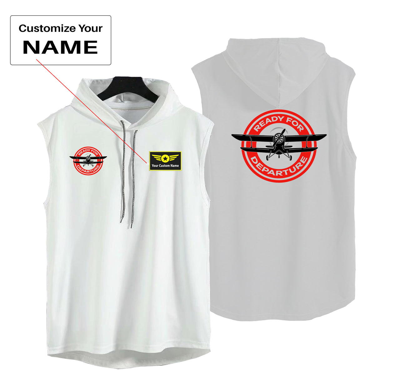 Ready for Departure Designed Hooded Tank Tops