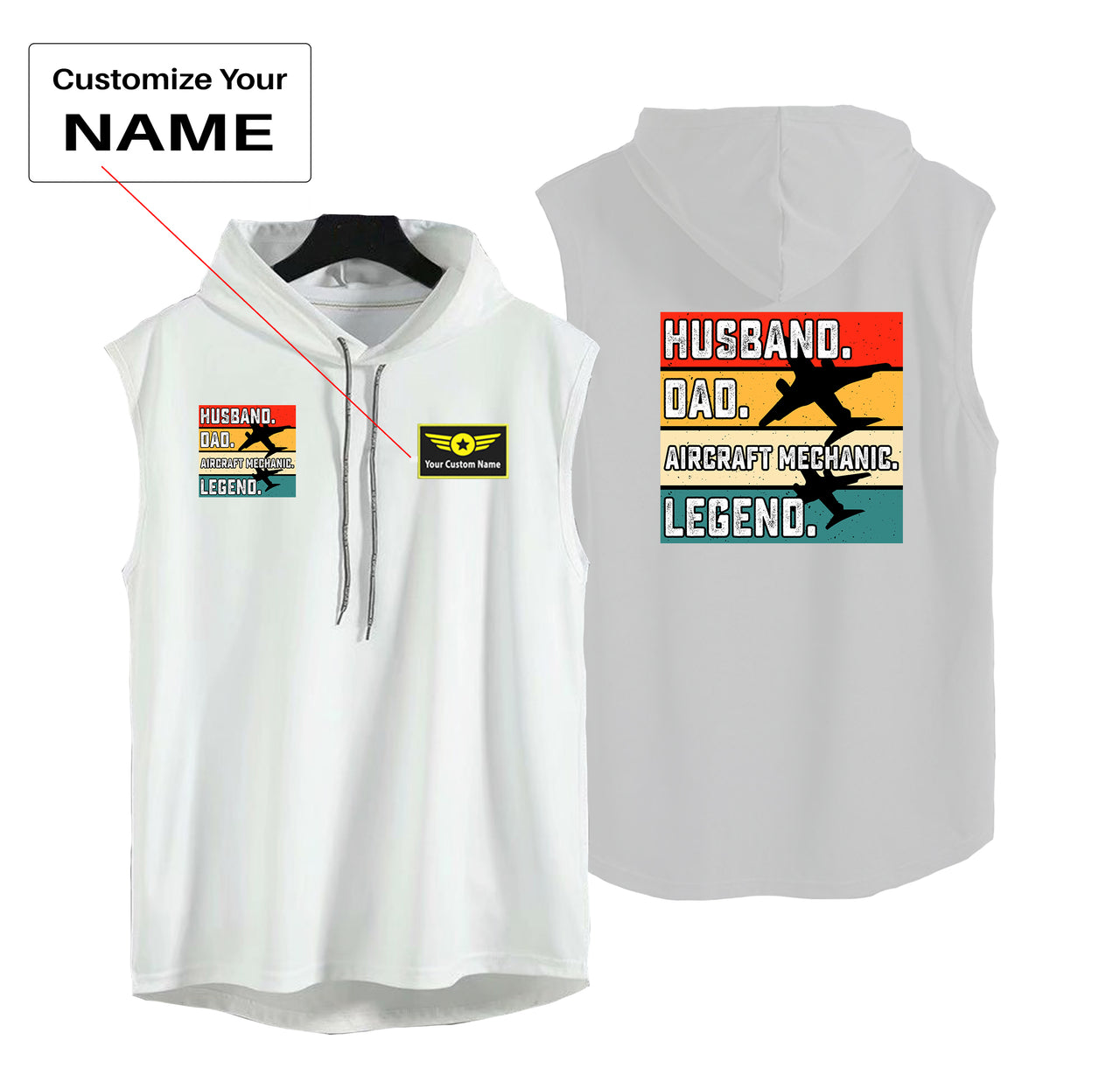 Husband & Dad & Aircraft Mechanic & Legend Designed Hooded Tank Tops