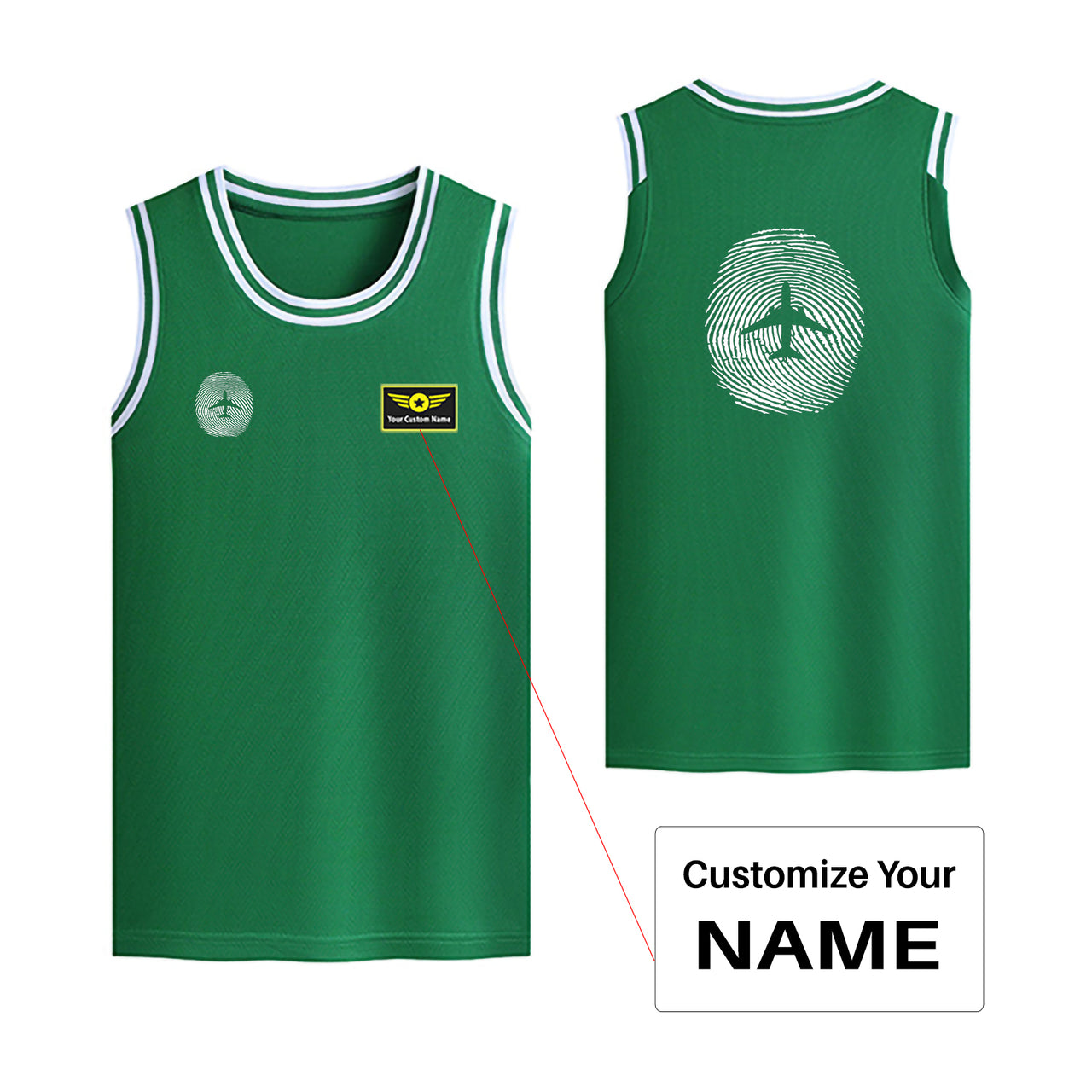 Aviation Finger Print Designed Basketball Style Sports Tank Tops