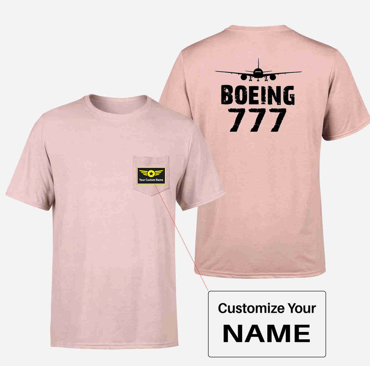 Boeing 777 & Plane Designed Pocket T-Shirts