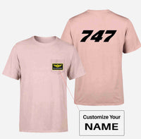 Thumbnail for 747 Flat Text Designed Pocket T-Shirts