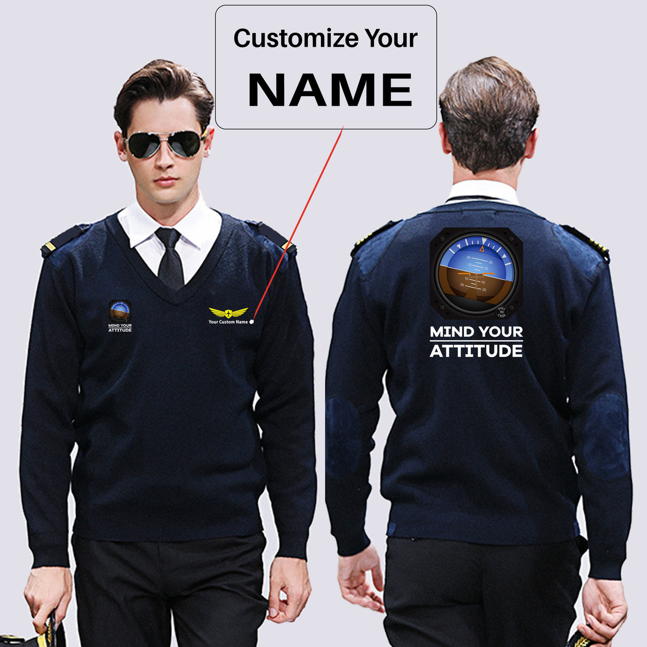 Mind Your Attitude Designed Wool Pilot Sweaters