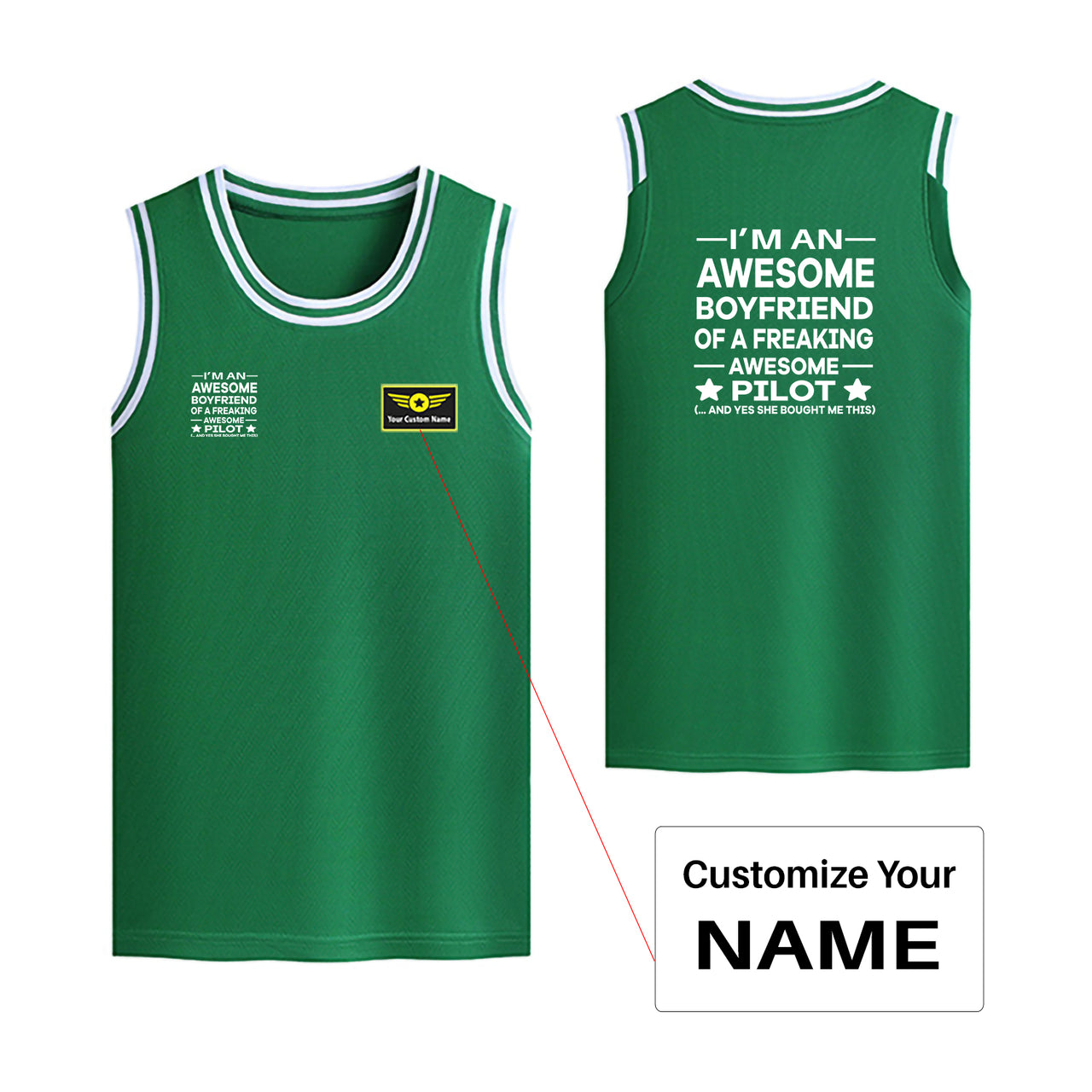 I am an Awesome Boyfriend Designed Basketball Style Sports Tank Tops