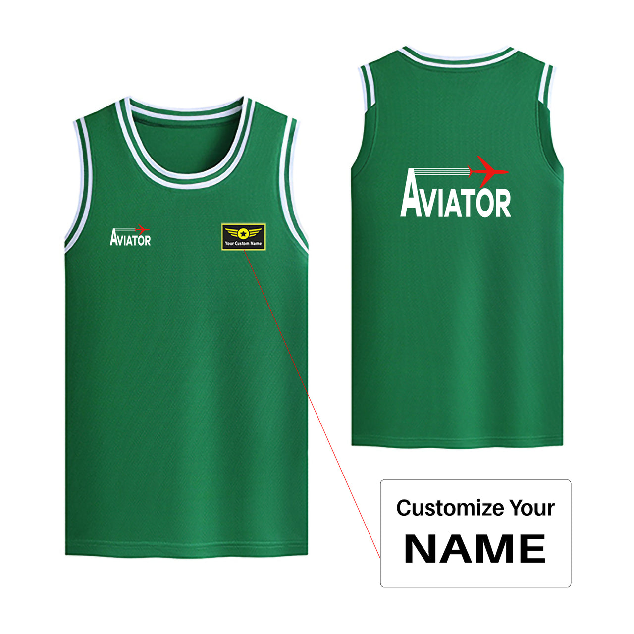 Aviator Designed Basketball Style Sports Tank Tops