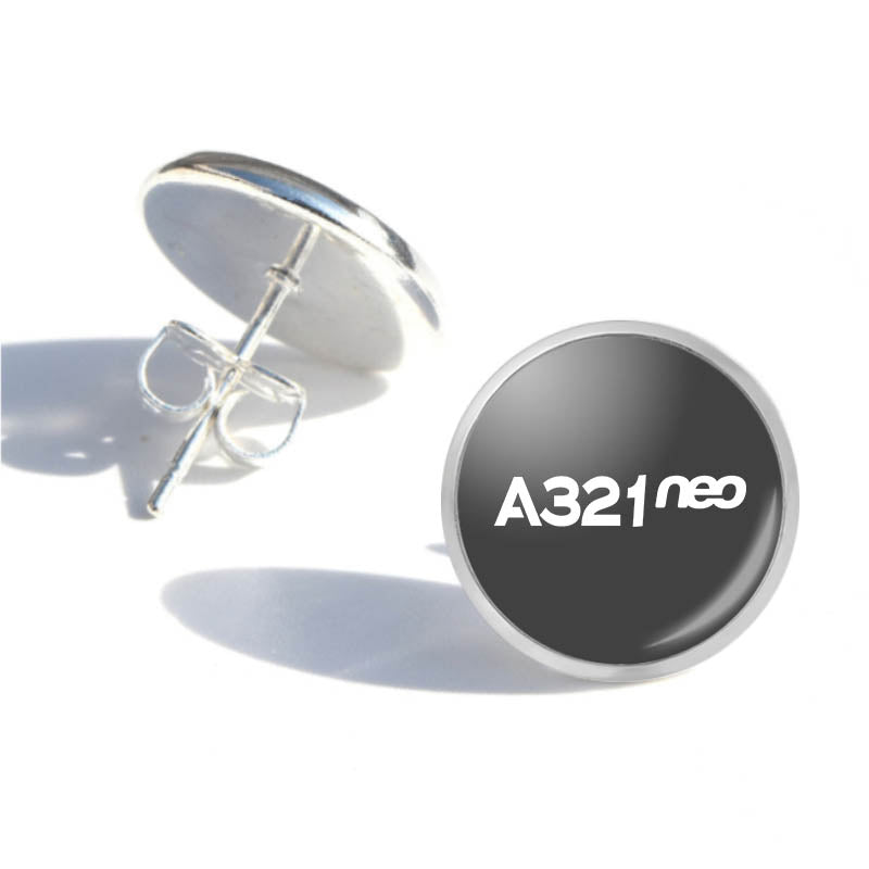 A321neo & Text Designed Stud Earrings