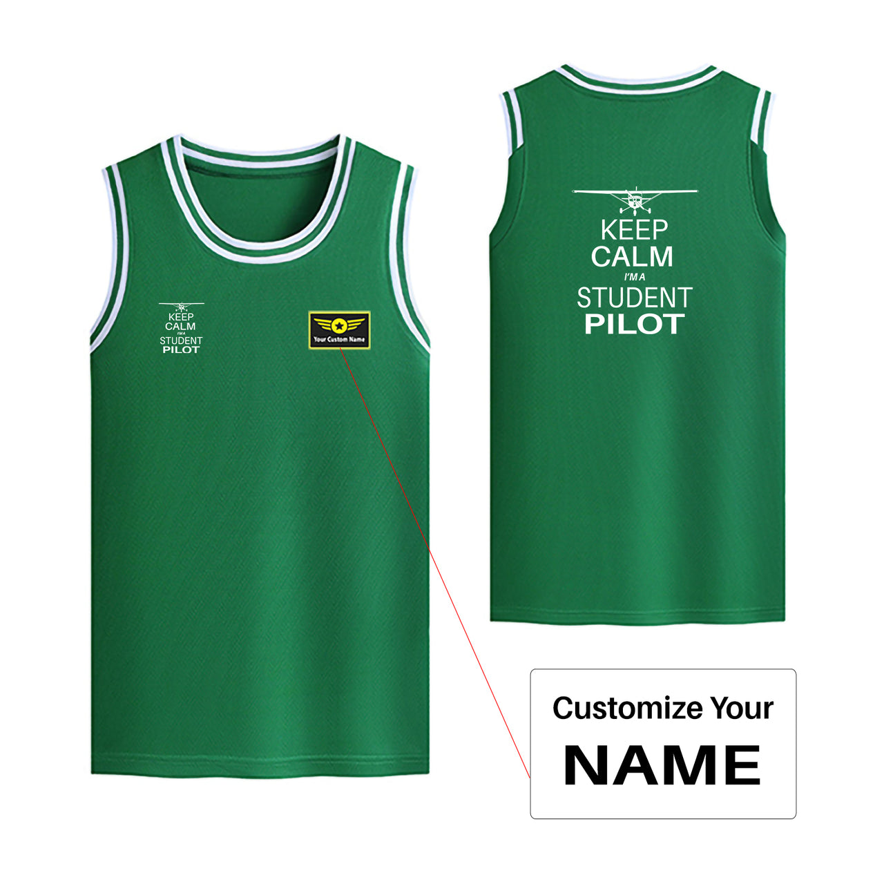 Student Pilot Designed Basketball Style Sports Tank Tops