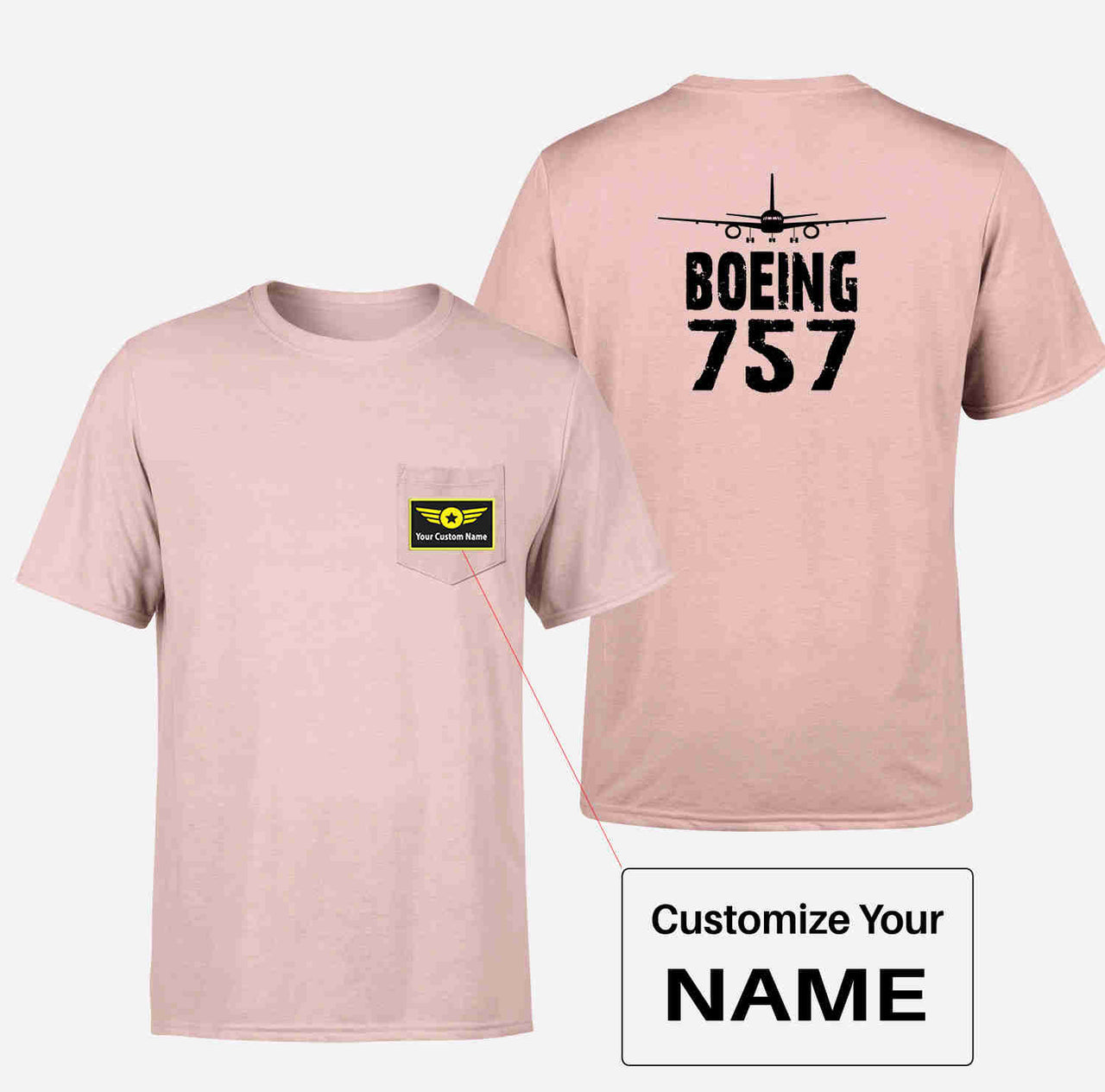 Boeing 757 & Plane Designed Pocket T-Shirts