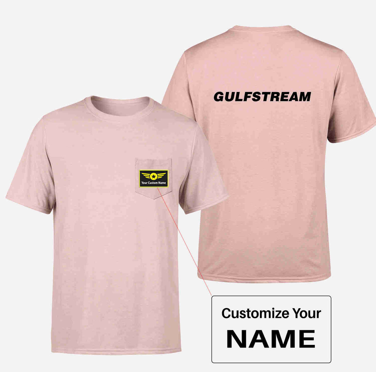 Gulfstream & Text Designed Pocket T-Shirts