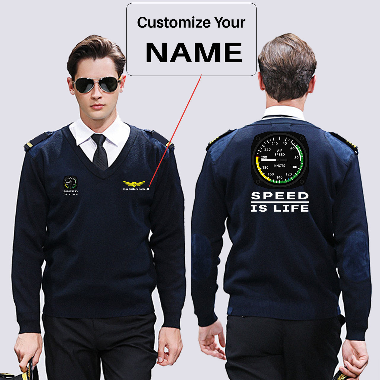 Speed Is Life Designed Wool Pilot Sweaters