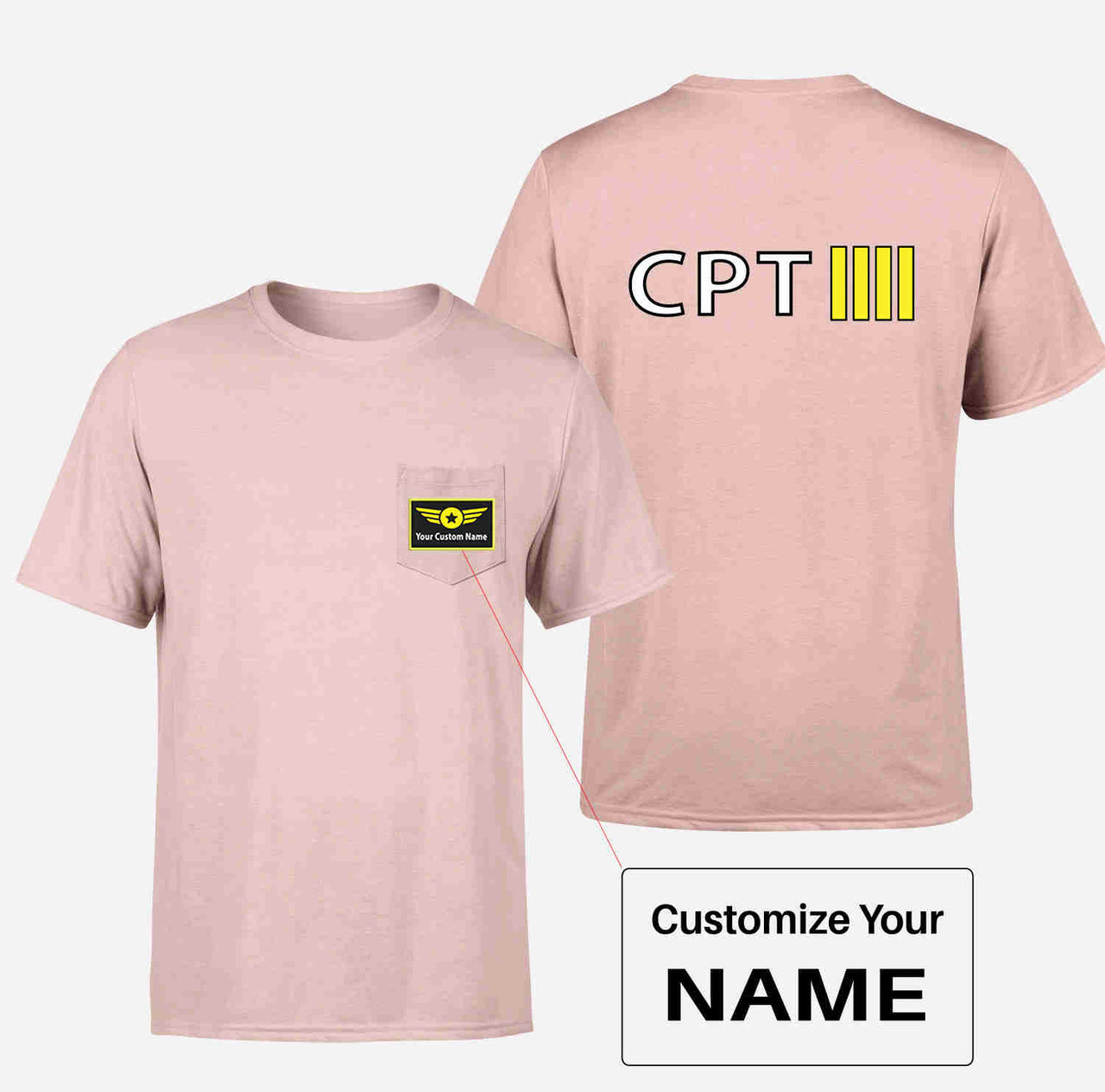 CPT & 4 Lines Designed Pocket T-Shirts