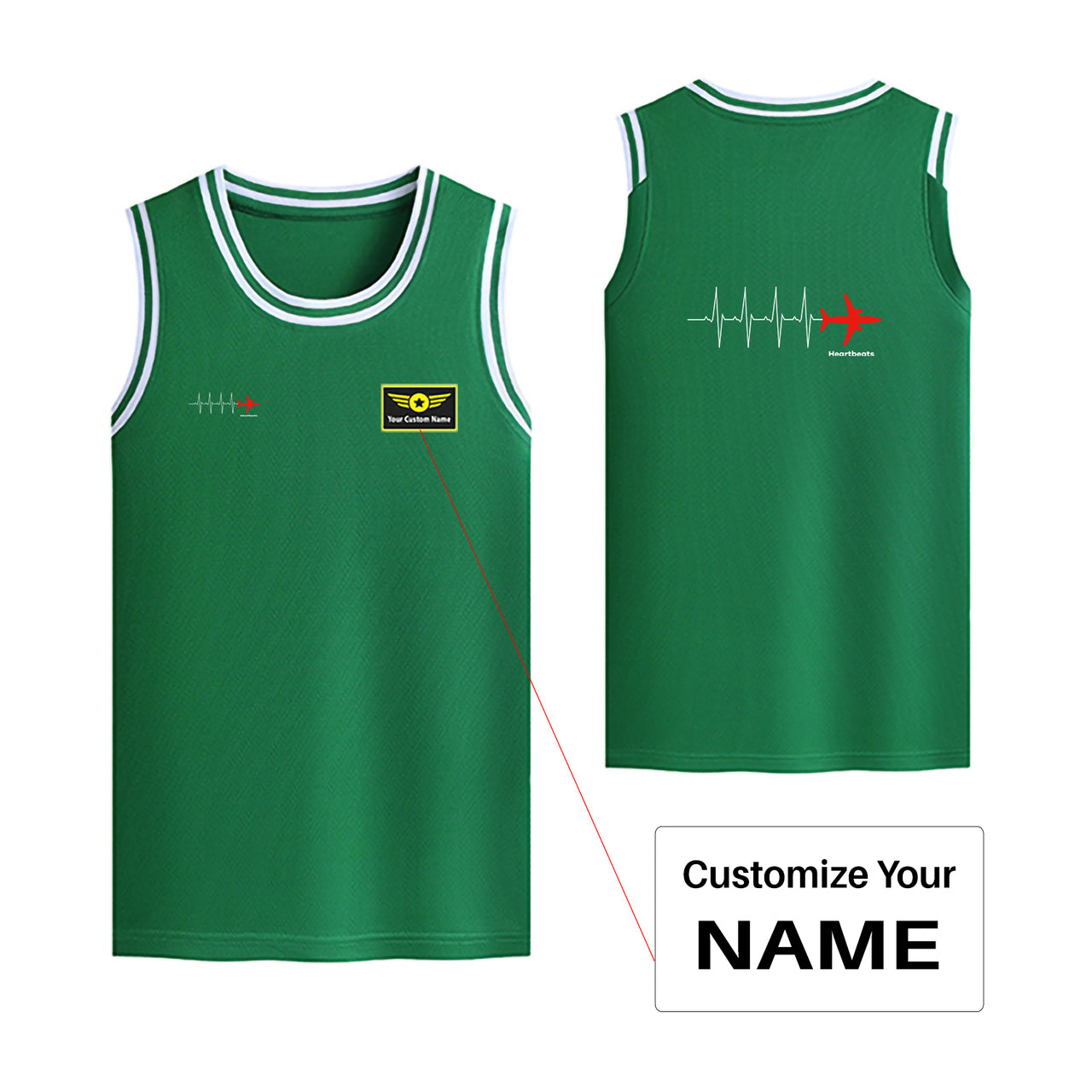 Aviation Heartbeats Designed Basketball Style Sports Tank Tops