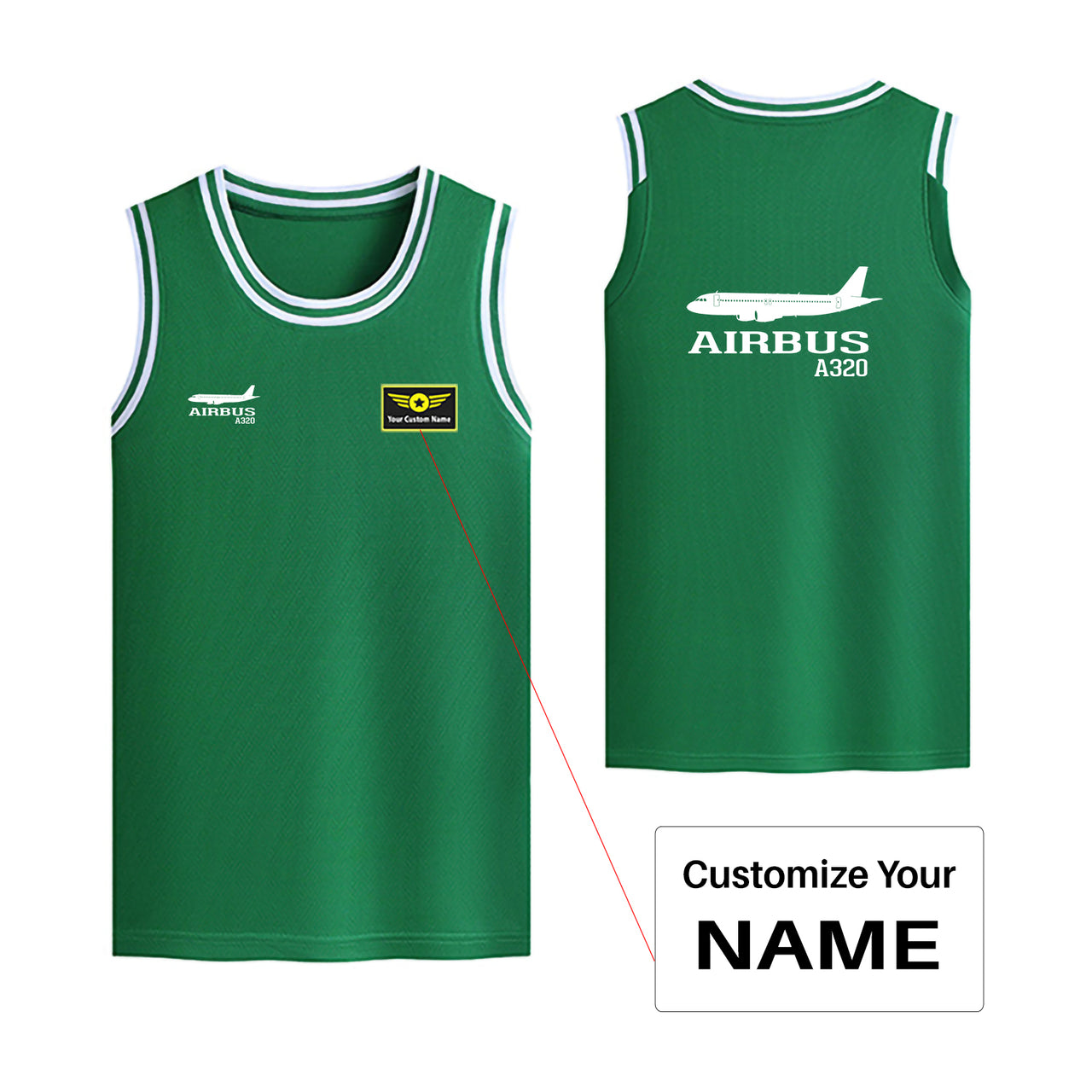 Airbus A320 Printed Designed Basketball Style Sports Tank Tops