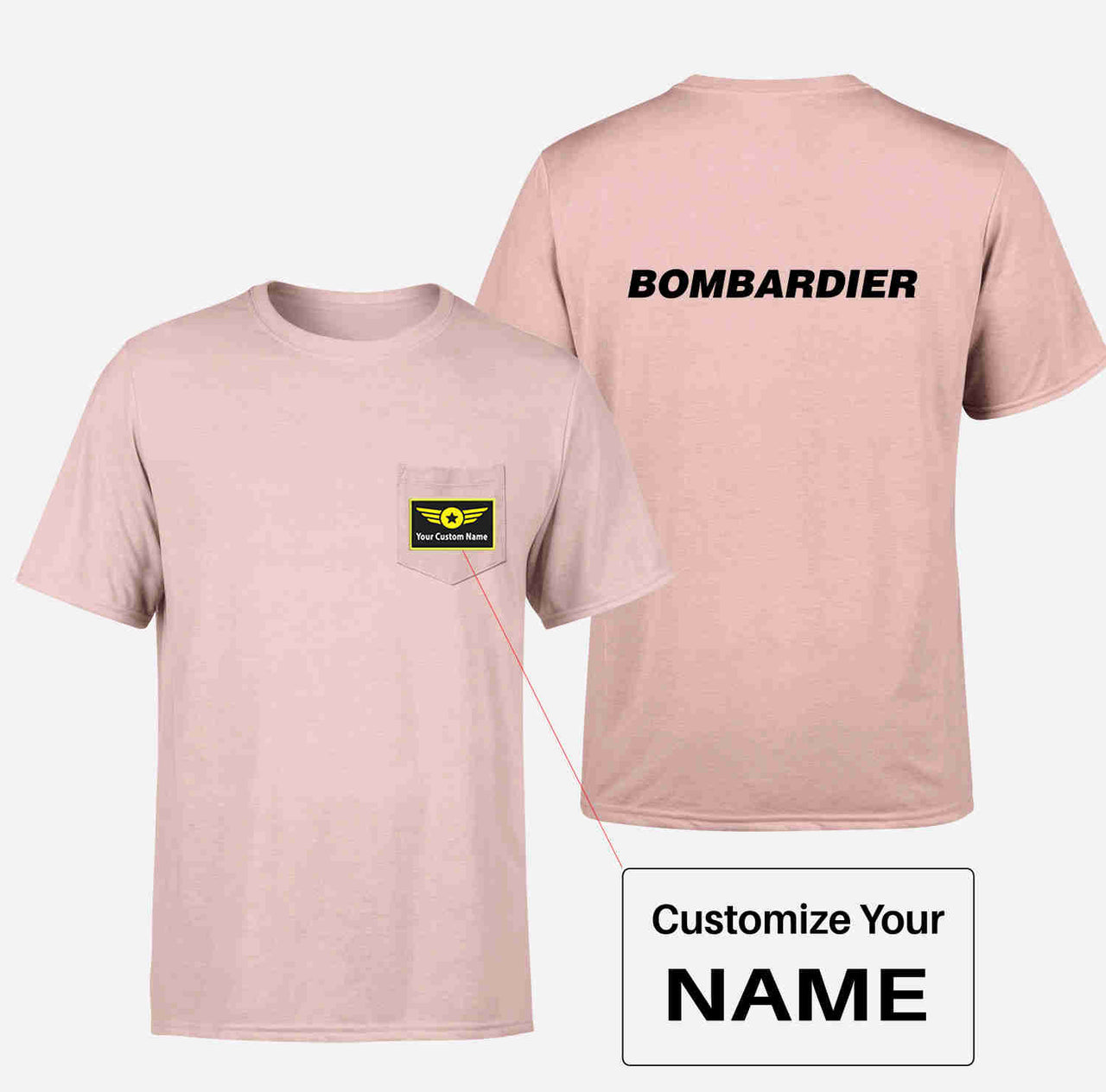 Bombardier & Text Designed Pocket T-Shirts