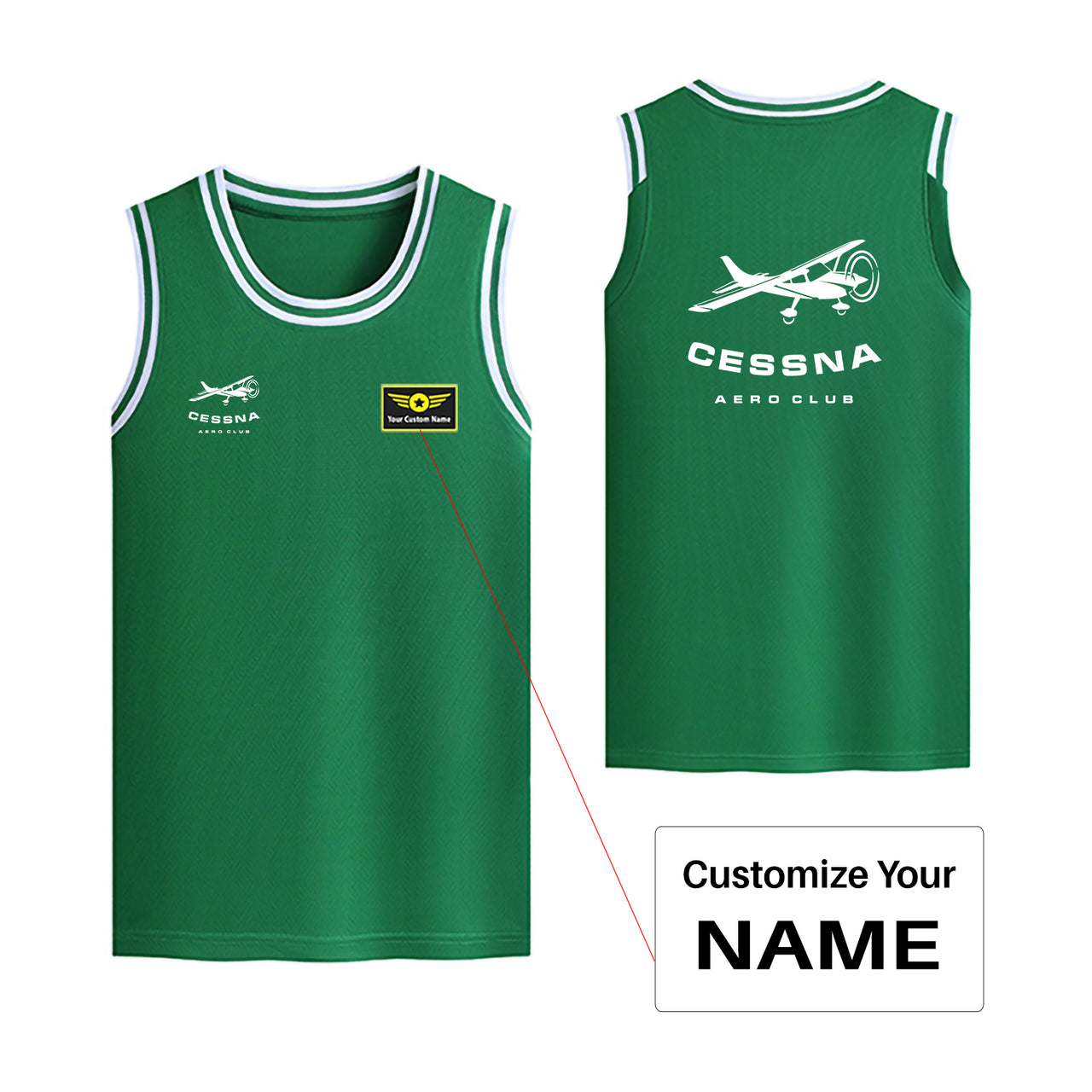 Cessna Aeroclub Designed Basketball Style Sports Tank Tops