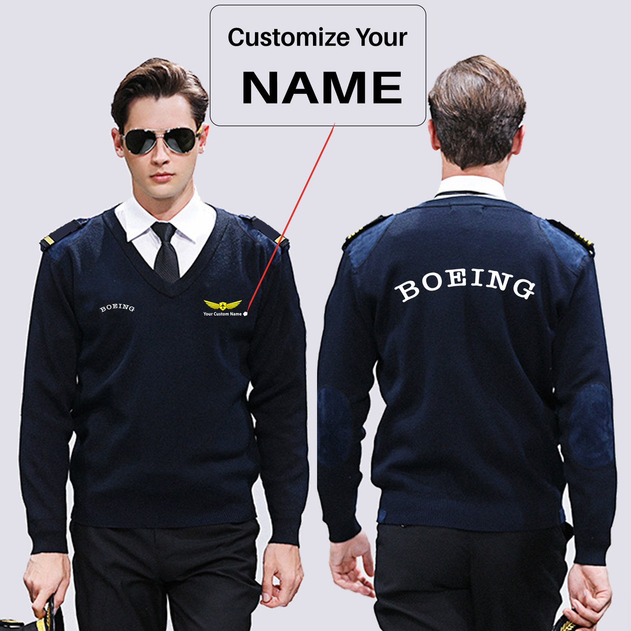 Special BOEING Text Designed Wool Pilot Sweaters