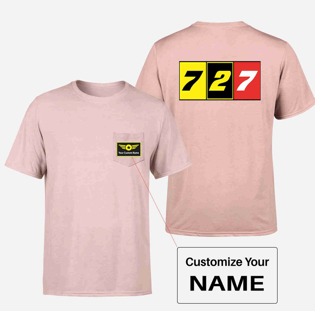 Flat Colourful 727 Designed Pocket T-Shirts