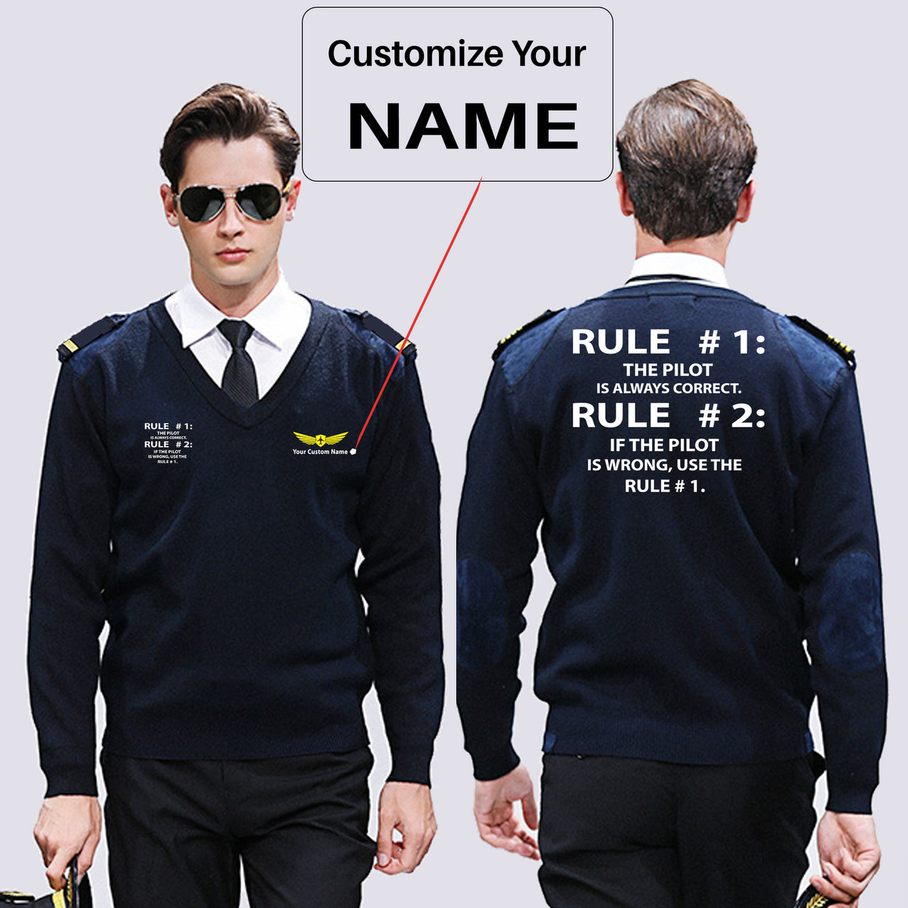 Rule 1 - Pilot is Always Correct Designed Wool Pilot Sweaters