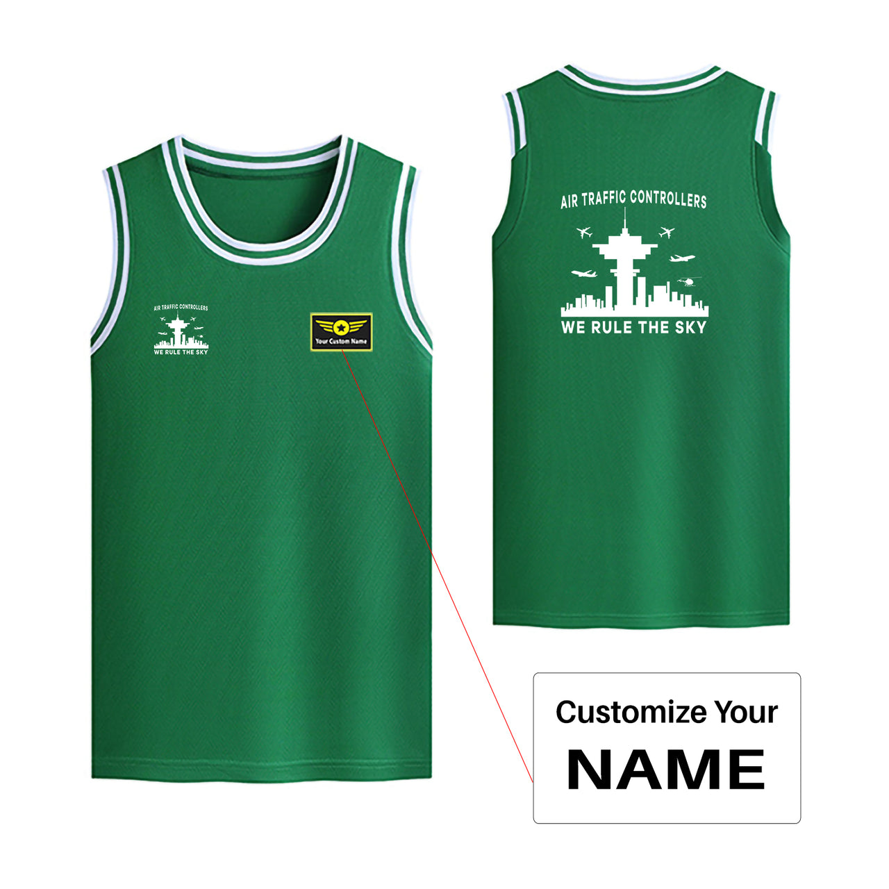 Air Traffic Controllers - We Rule The Sky Designed Basketball Style Sports Tank Tops