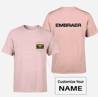 Thumbnail for Embraer & Text Designed Pocket T-Shirts