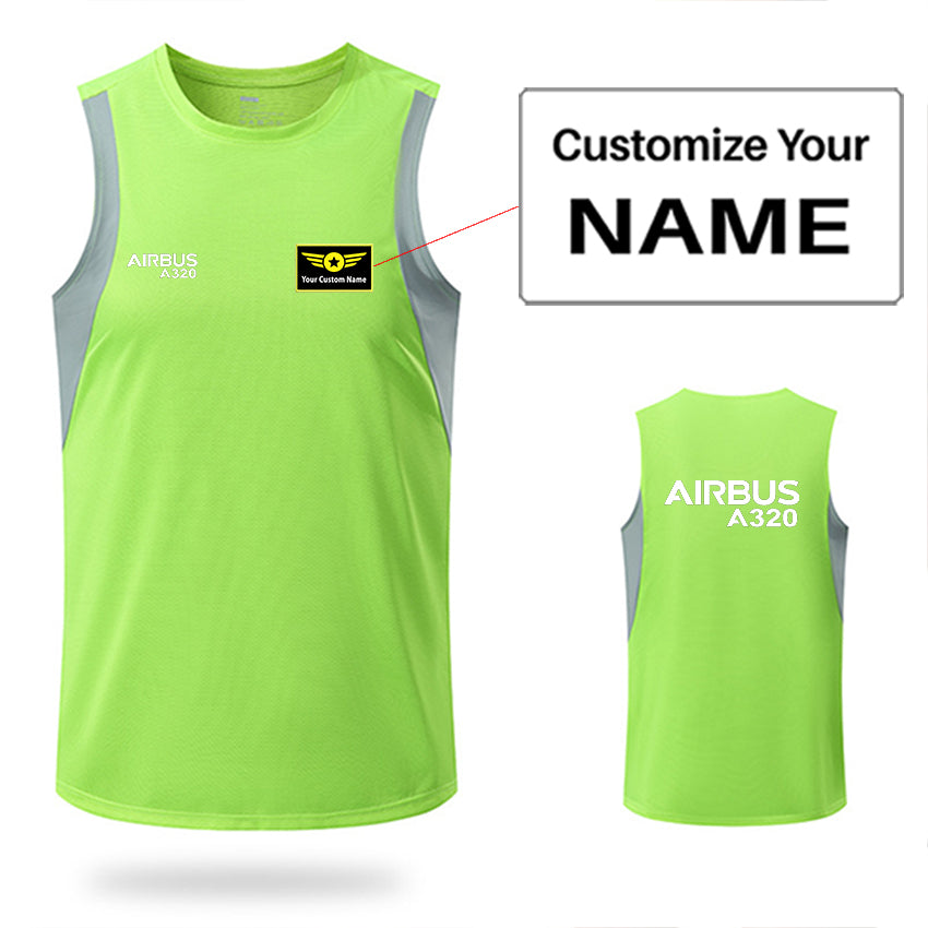 Airbus A320 & Text Designed Men Sleeveless T-shirt Quick Dry Vests