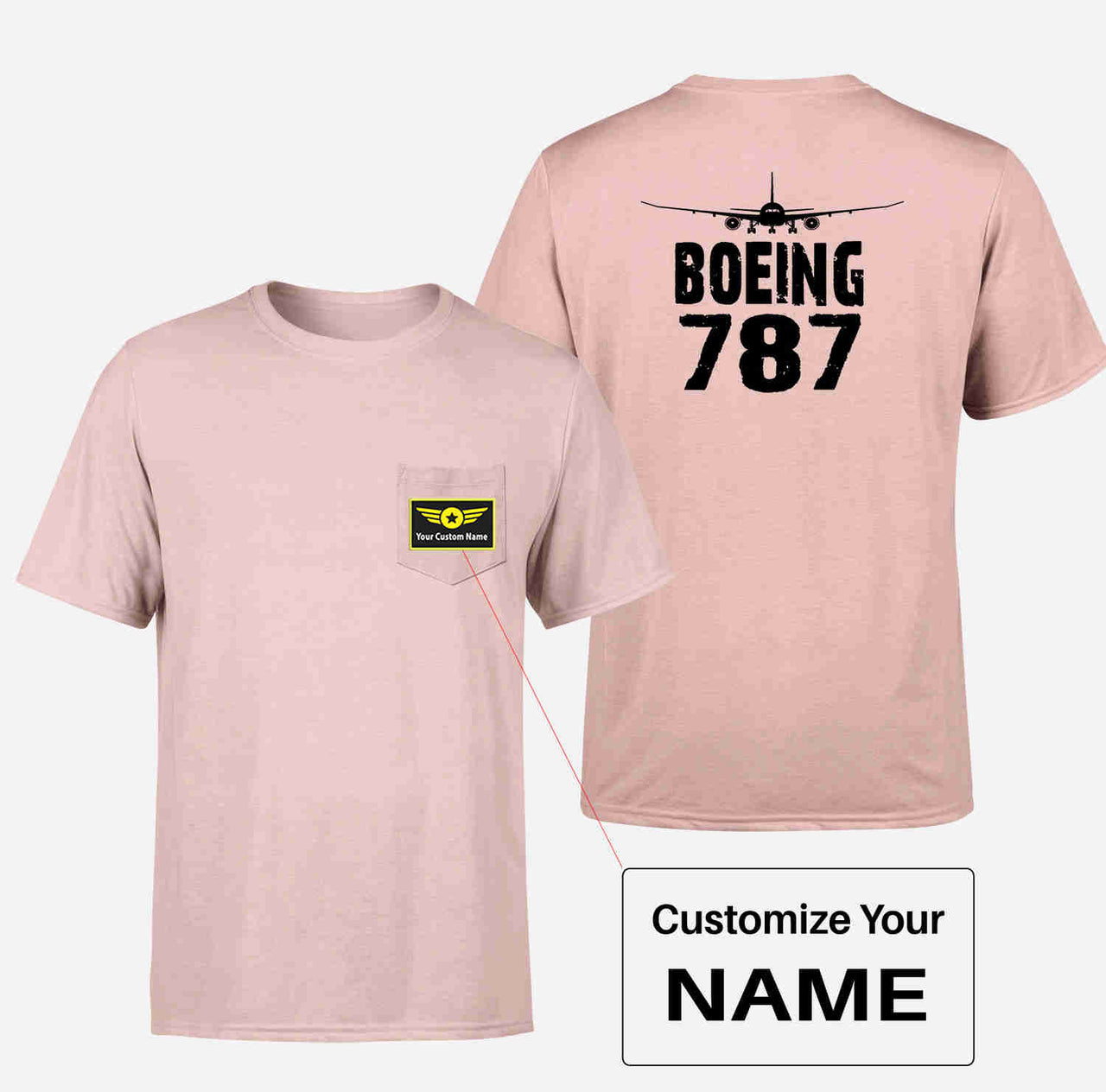 Boeing 787 & Plane Designed Pocket T-Shirts