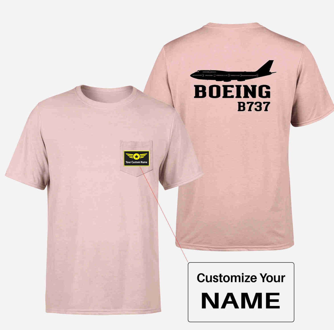 Boeing 737 Printed Designed Pocket T-Shirts