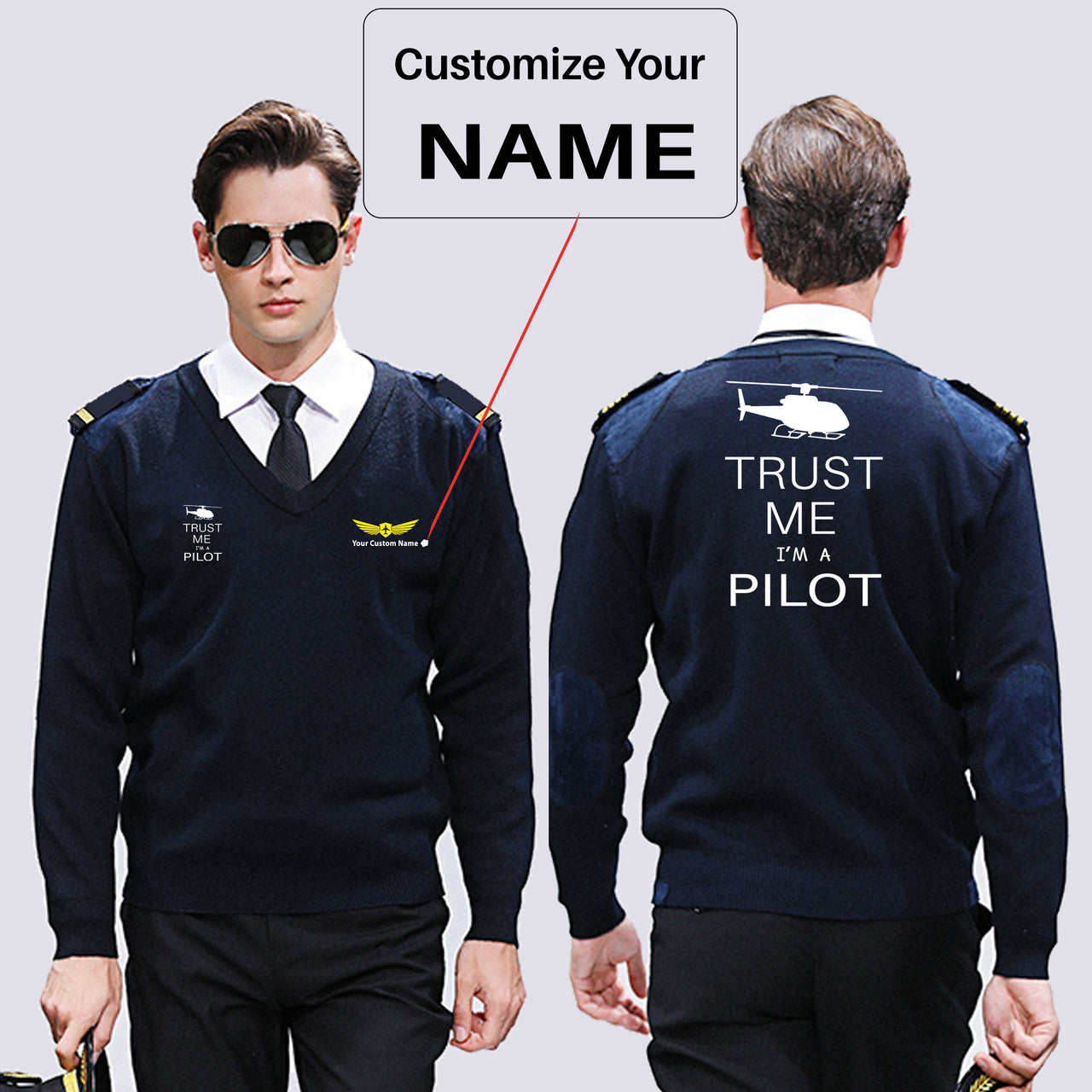 Trust Me I'm a Pilot (Helicopter) Designed Wool Pilot Sweaters