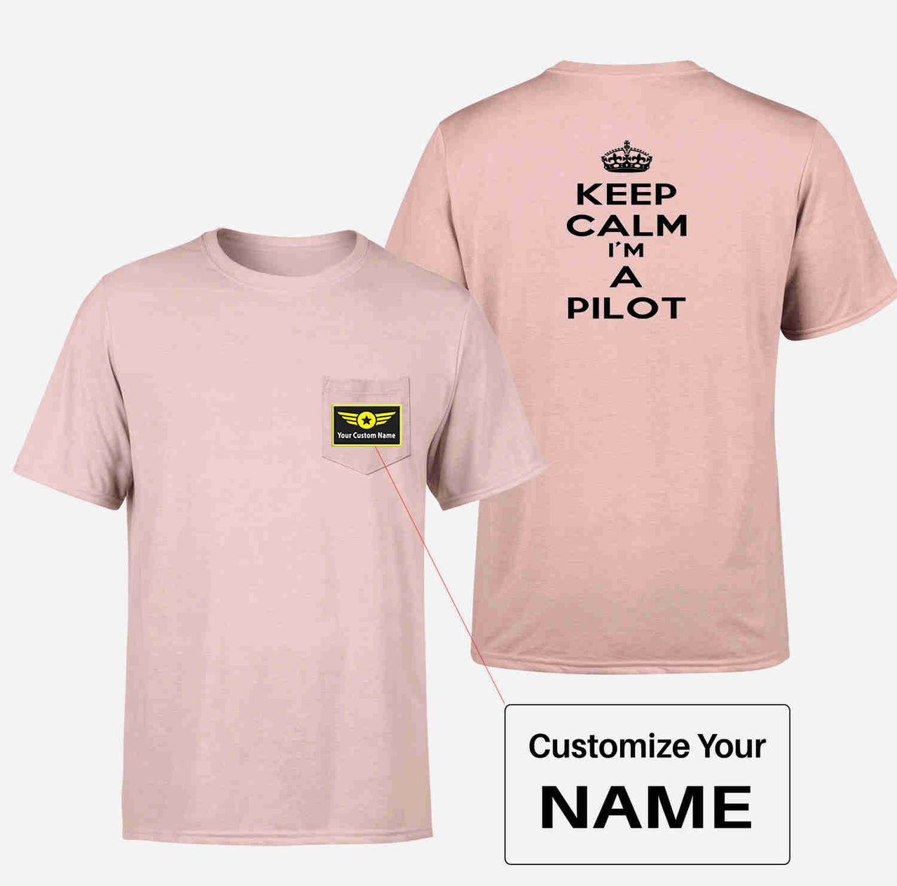 Keep Calm I'm a Pilot Designed Pocket T-Shirts