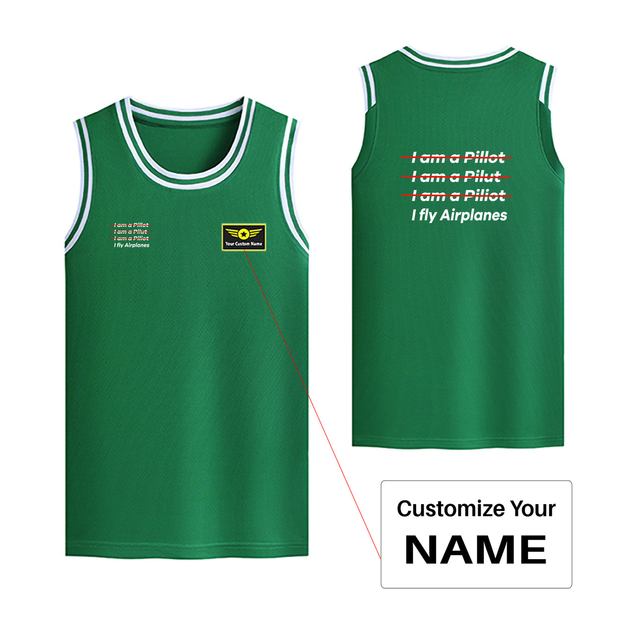 I Fly Airplanes Designed Basketball Style Sports Tank Tops