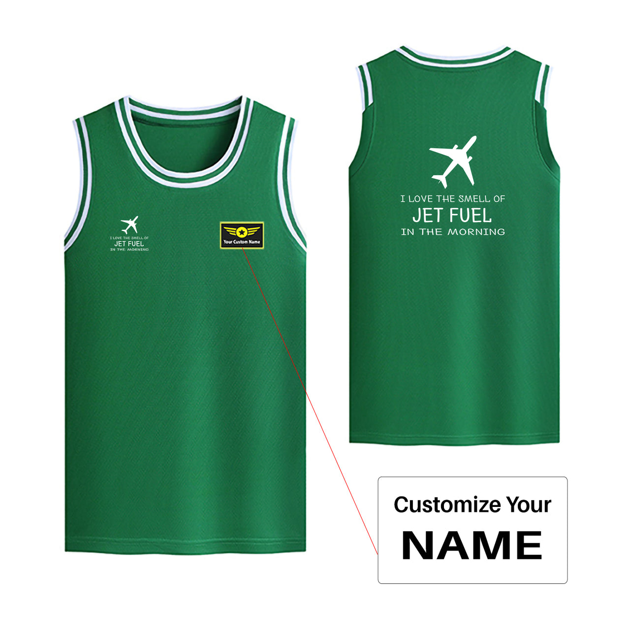 I Love The Smell Of Jet Fuel In The Morning Designed Basketball Style Sports Tank Tops