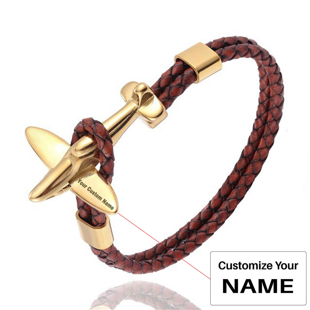 Small Airplane Designed Leather Bracelets