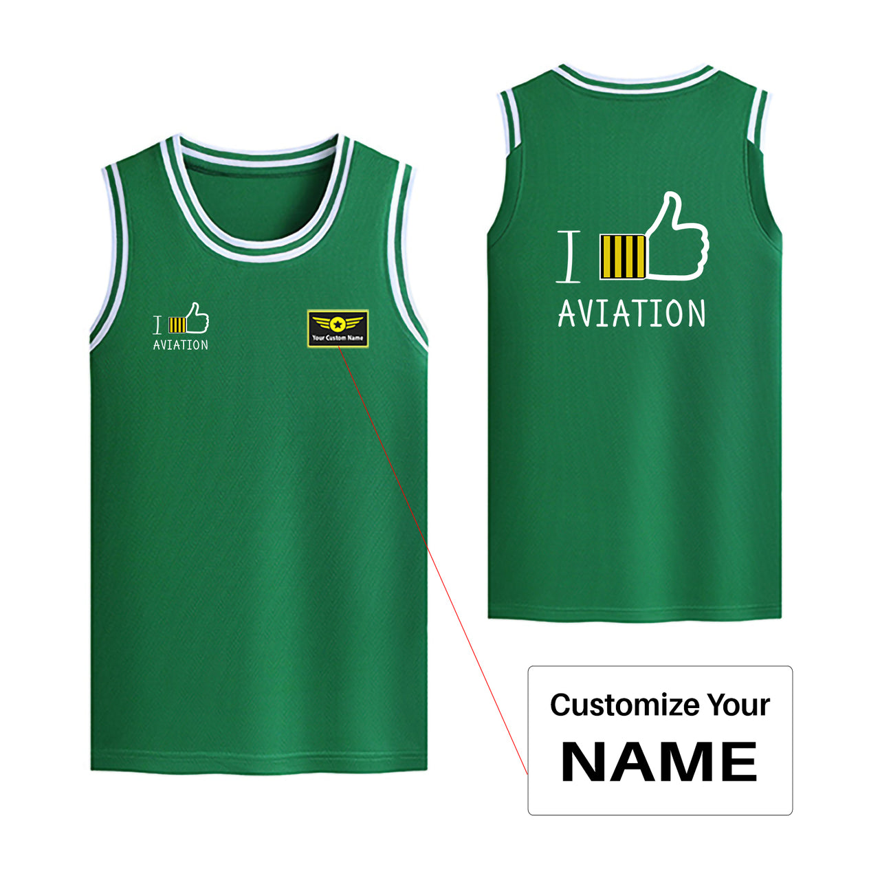 I Like Aviation Designed Basketball Style Sports Tank Tops