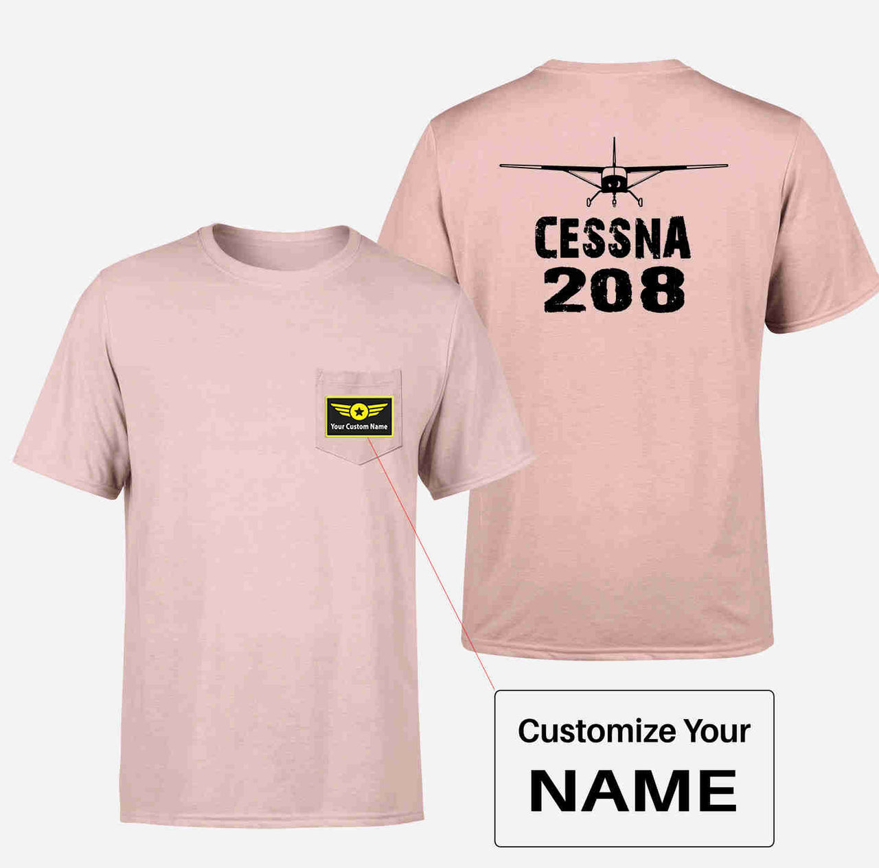 Cessna 208 & Plane Designed Pocket T-Shirts