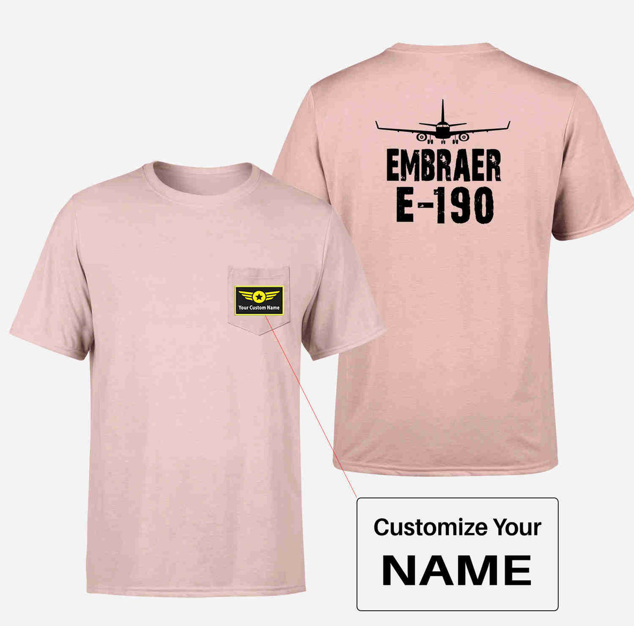 Embraer E-190 & Plane Designed Pocket T-Shirts