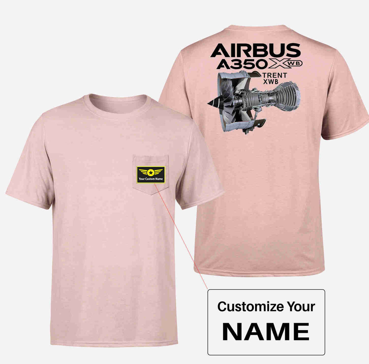 Airbus A350 & Trent Wxb Engine Designed Pocket T-Shirts