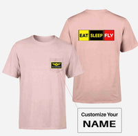 Thumbnail for Eat Sleep Fly (Colourful) Designed Pocket T-Shirts