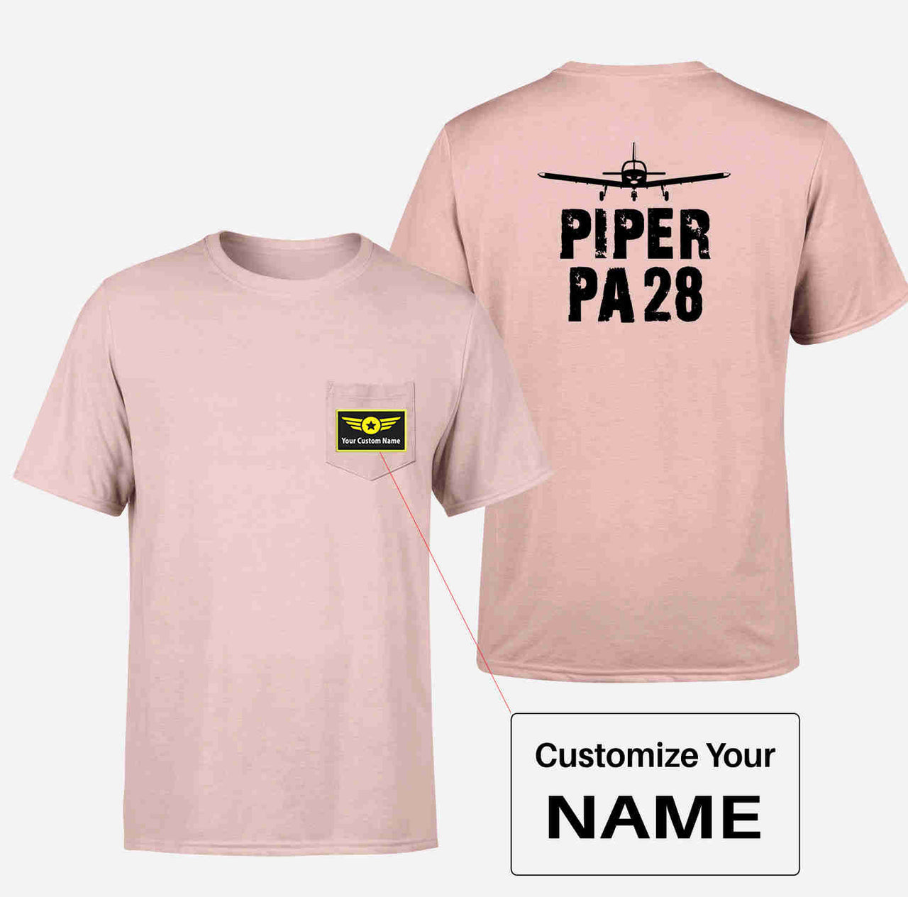 Piper PA28 & Plane Designed Pocket T-Shirts