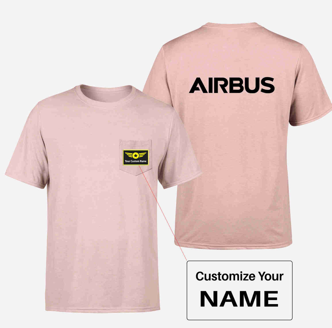 Airbus & Text Designed Pocket T-Shirts