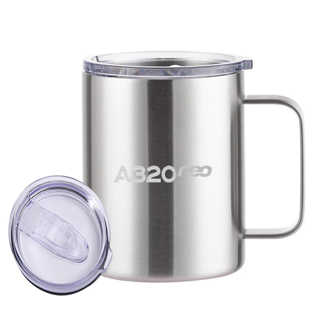 A320neo & Text Designed Stainless Steel Laser Engraved Mugs