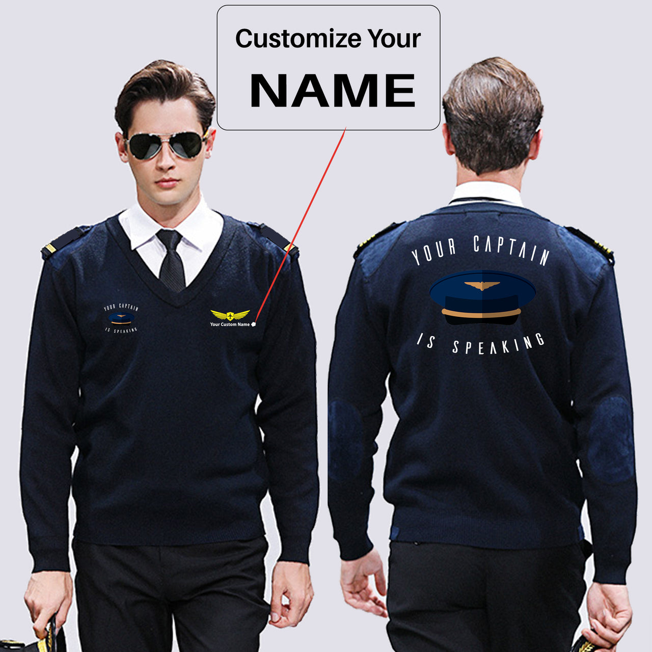 Your Captain Is Speaking Designed Wool Pilot Sweaters