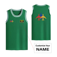 Thumbnail for Colourful 3 Airplanes Designed Basketball Style Sports Tank Tops