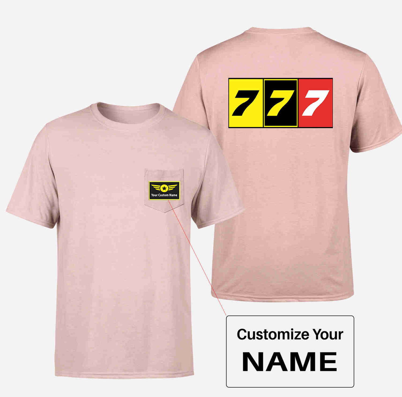 Flat Colourful 777 Designed Pocket T-Shirts