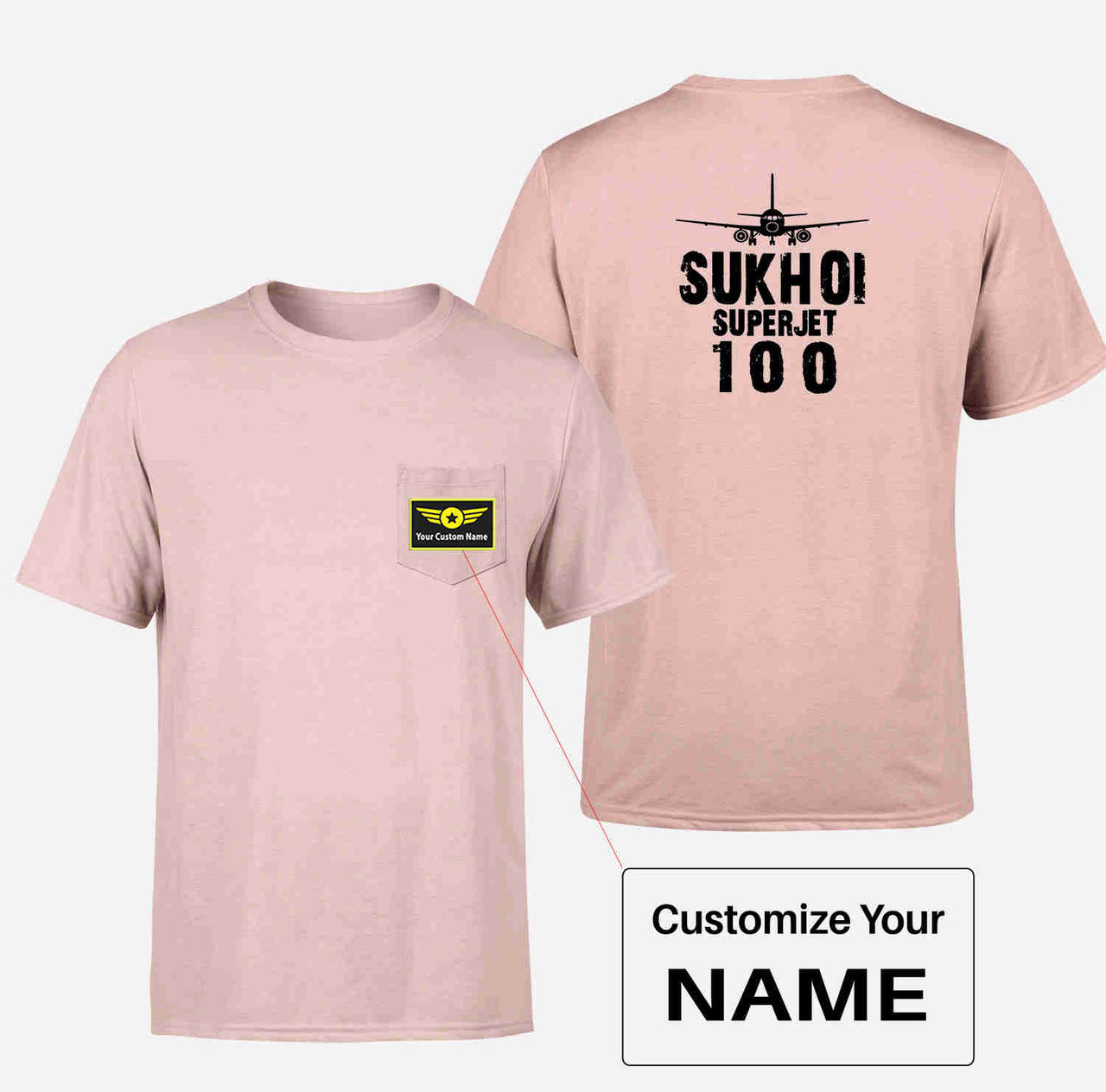 Sukhoi Superjet 100 & Plane Designed Pocket T-Shirts