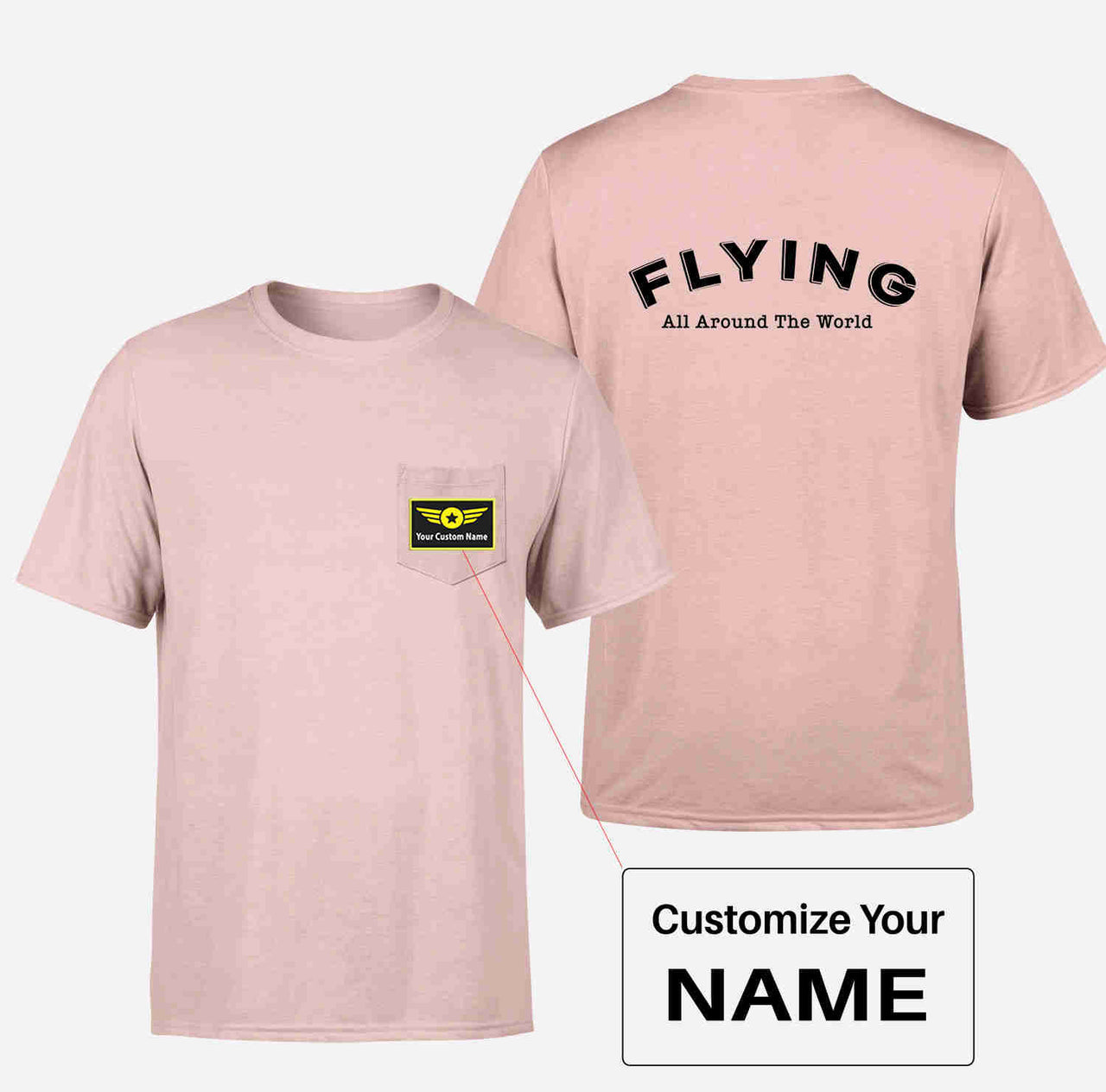 Flying All Around The World Designed Pocket T-Shirts