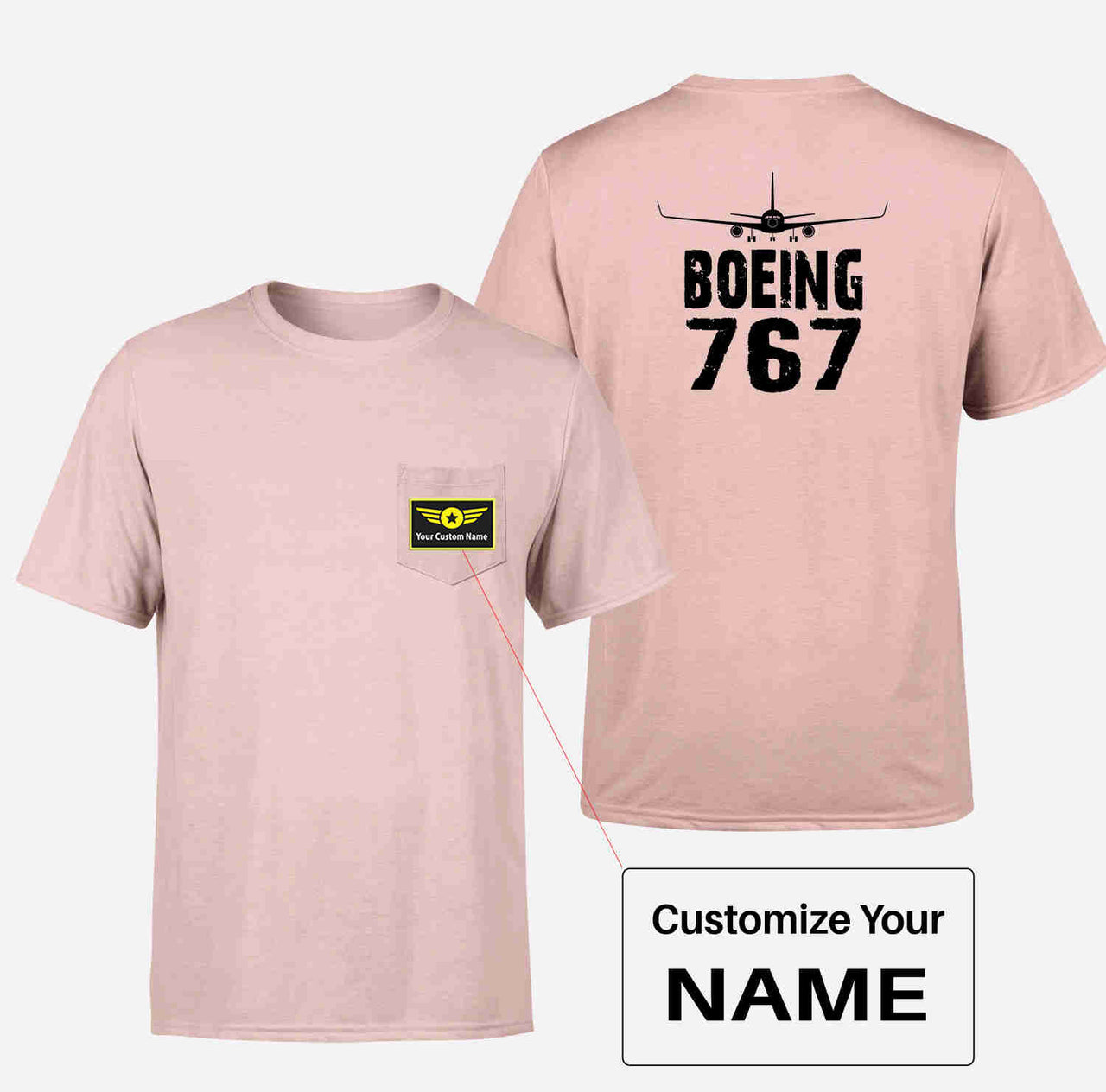 Boeing 767 & Plane Designed Pocket T-Shirts