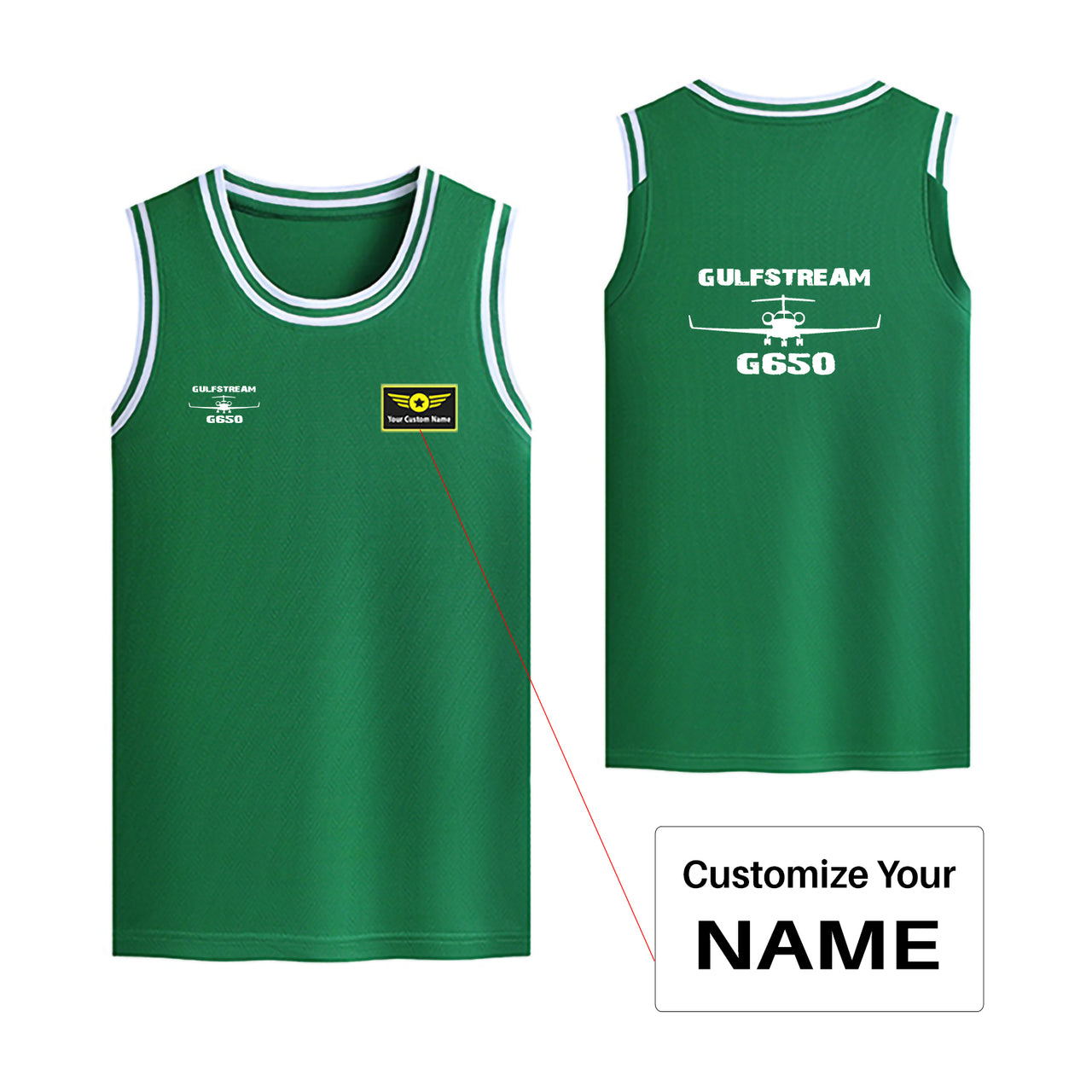 Gulfstream G650 & Plane Designed Basketball Style Sports Tank Tops