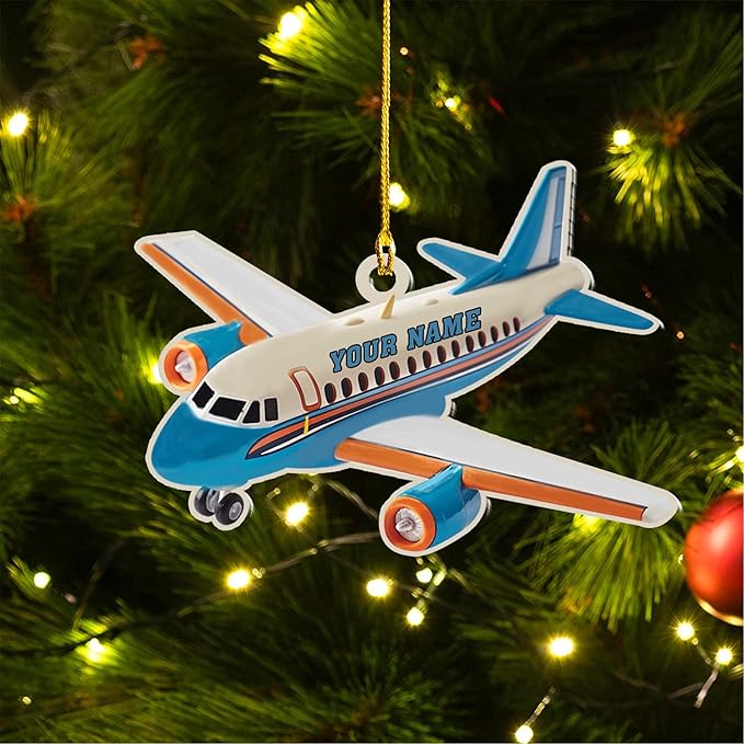 Personalized Airplane (7) Ornaments for Christmas Tree